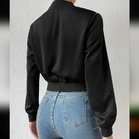 3/$30 Women's Black Bomber Jacket - Picture 2 of 5